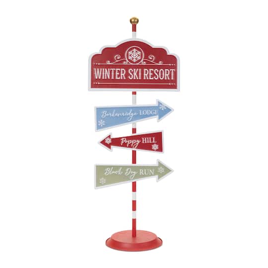 94299DS 33.5 in. Iron Ski Resort Sign, Red, Blue & Green